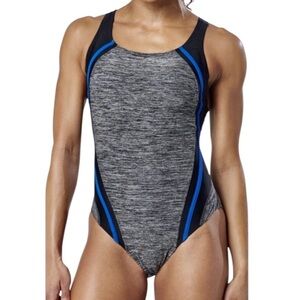 Speedo Hydro Bra Quantum Splice Blue Lolite One Piece Swimsuit